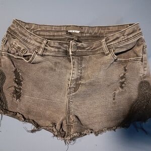 Distressed Gray Denim Shorts